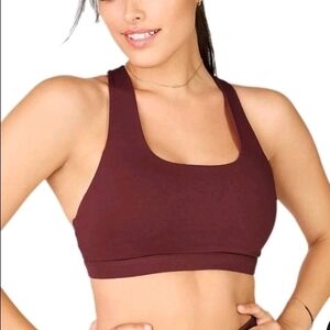 Fabletics Boost Medium Impact Sports Bra, Burgundy